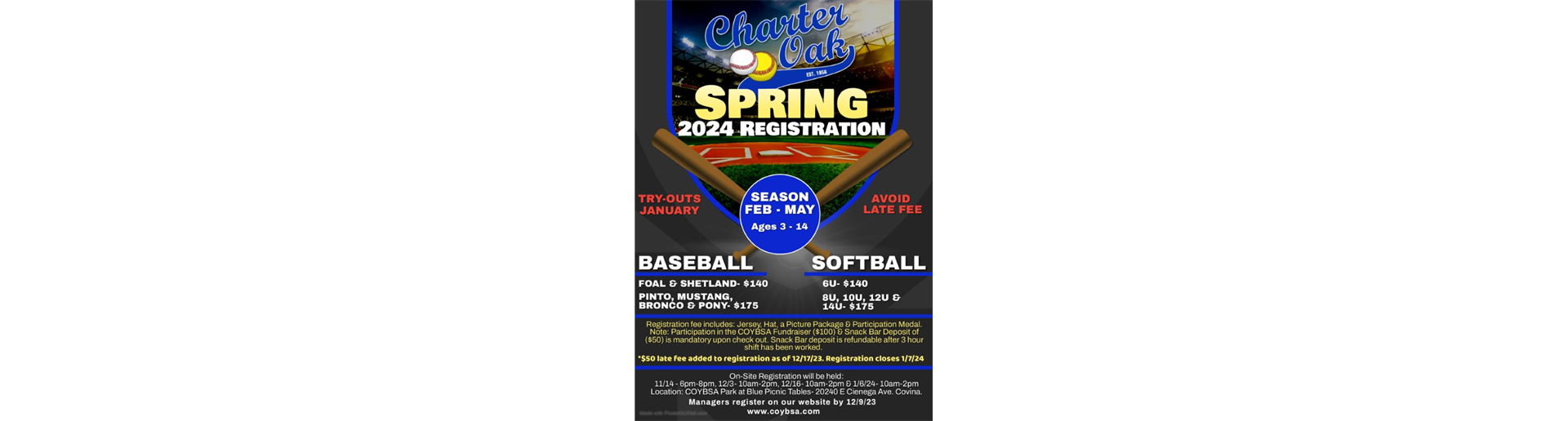 Spring 2024 Registration is NOW OPEN
