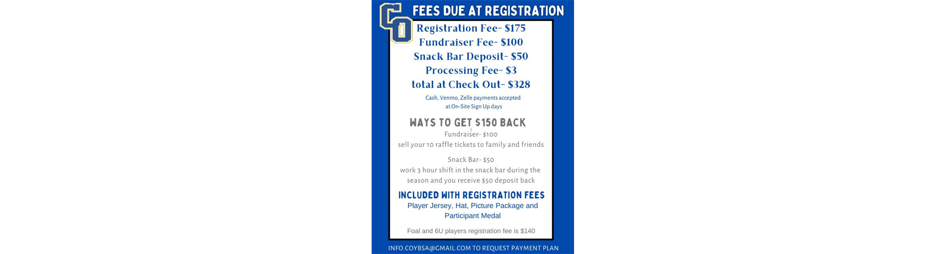 REGISTRATION NOW OPEN!!   DON'T WAIT!
