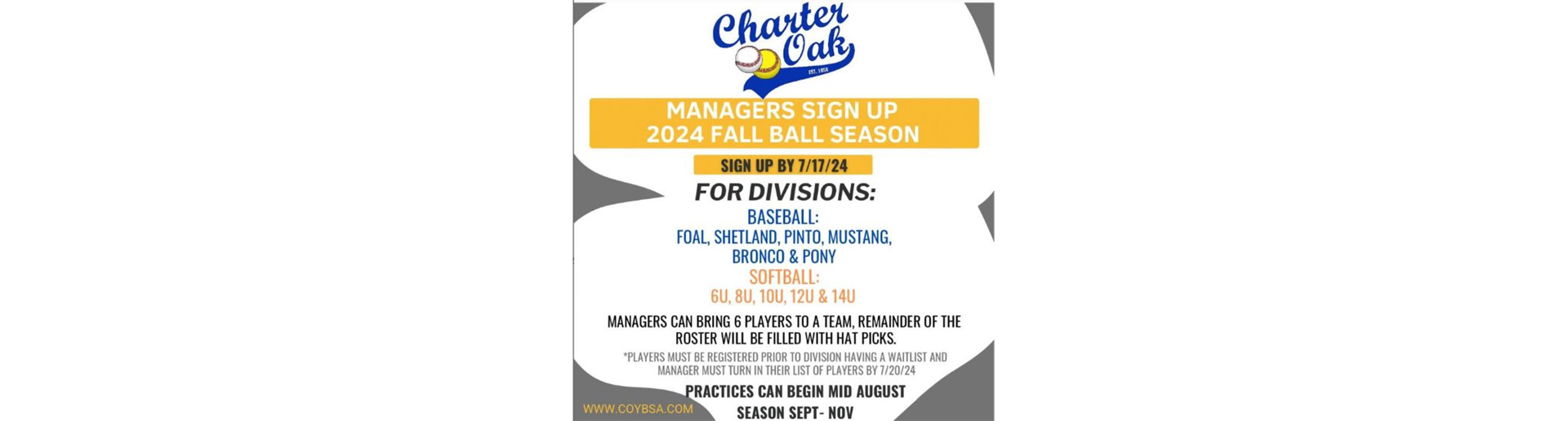 Charter Oak Youth Baseball and Softball > Home