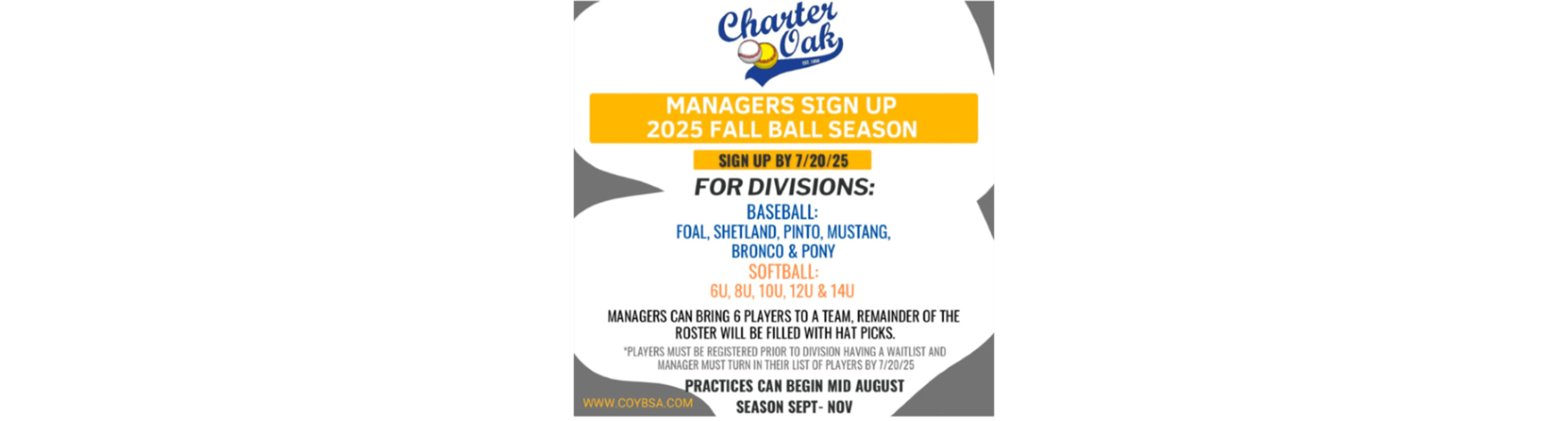 Fall Manager Applications due 7/20