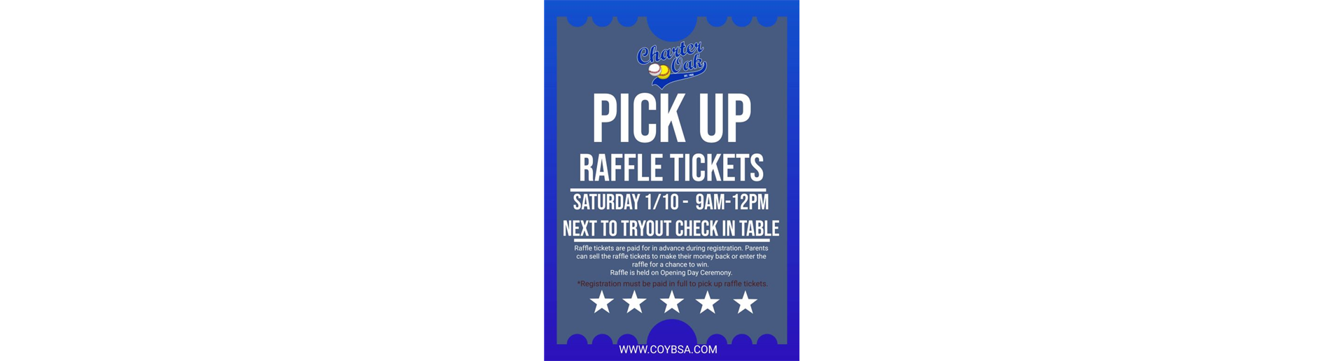 Pick Up Raffle Tickets - Sat 1/10